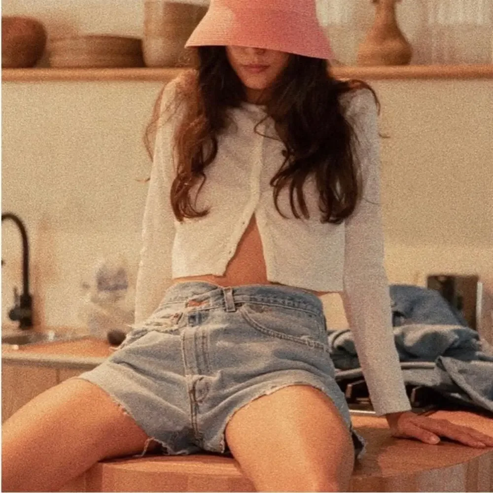 Parke Shortie Crossover Short in Denim Blue high rise baggy vintage long